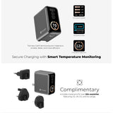 Mazer M-Ai-G70W-V7 AiPrestigeGaN 70W Gan Wall Charger Ai Display with Travel Pins (3 Ports)