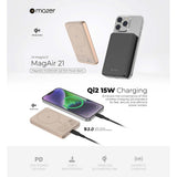 Mazer M-MagAir21 10,000mAh Ultra Slim Magnetic Wireless Power Bank (qi2) Certified 15W