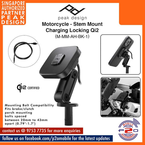Peak Design Motorcycle - Stem Mount Qi2 Wireless Charging SKU: M-MM-AH-BK-1