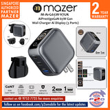 Mazer M-Ai-G65W-V7UK AiPrestigeGaN 65W Gan Wall Charger Ai Display (3 Ports)