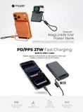 Mazer M-MagLink19 (CCC Certified) 10,000 mAh Qi2 Certified 15W Magnetic Wireless Power Bank with Built in USB-C Cable