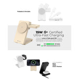 Mazer M-qi2-MagFold06 Qi2 Certified 15w Foldable 3-in-1 Wireless Charger