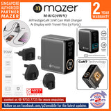 Mazer M-Ai-G70W-V7 AiPrestigeGaN 70W Gan Wall Charger Ai Display with Travel Pins (3 Ports)