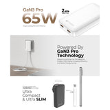 Mazer M-G65SLIM2C GaNPrestige Slim 2C 65W GaN Wall Charger With Travel Pins (2 Ports)