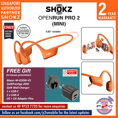 Shokz OpenRun PRO 2 MINI / OpenRun PRO 2 (OpenRun Pro2 MINI) Open Ear Bone Conduction Bluetooth Headset