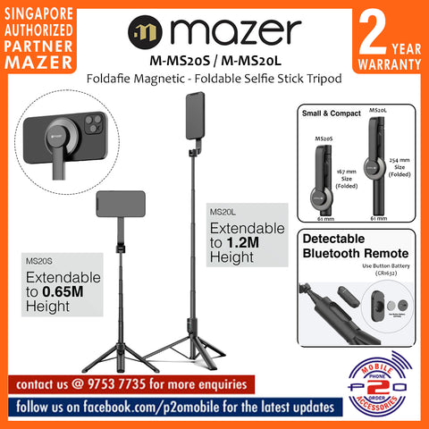 Mazer M-MS20S / M-MS20L Foldafie Magnetic - Foldable Selfie Stick Tripod