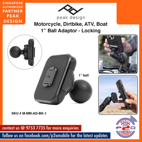 Peak Design Motorcycle Locking 1” Ball Adaptor, SKU # M-MM-AD-BK-1