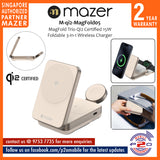 Mazer M-qi2-MagFold05 MagFold Trio Qi2 Certified 15W Foldable 3-in-1 Wireless Charger