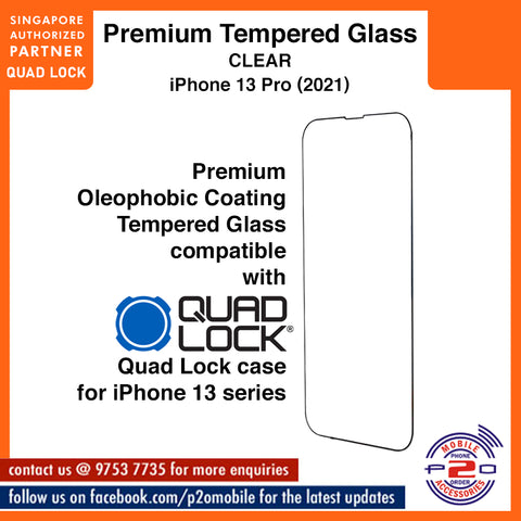 Premium Oleophobic Coating Tempered Glass Compatible with Quad Lock case for iPhone 13 Pro