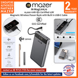 Mazer M-Ai-MagLink70 (CCC Certified) 10,000 mAh Qi2 Certified 15W Magnetic Wireless Power Bank with Built in USB-C Cable