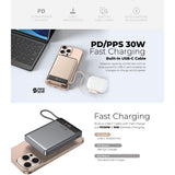 Mazer M-Ai-MagLink70 (CCC Certified) 10,000 mAh Qi2 Certified 15W Magnetic Wireless Power Bank with Built in USB-C Cable