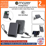 Mazer M-MagLink19 (CCC Certified) 10,000 mAh Qi2 Certified 15W Magnetic Wireless Power Bank with Built in USB-C Cable