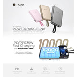 Mazer M-PC35L10V3 (CCC Certified) PowerCharge Link 10,000mAh PD/PPS 35W (Built-in USB-C Cable) Power Bank