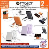 Mazer M-MagLink19 (CCC Certified) 10,000 mAh Qi2 Certified 15W Magnetic Wireless Power Bank with Built in USB-C Cable