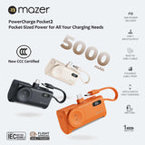 Mazer M-PC5.0W Pocket2 (CCC Certified) 5,000 mAh PD20W Built-in USB-C Port, USB-C Cable & iWatch Charger Power Bank