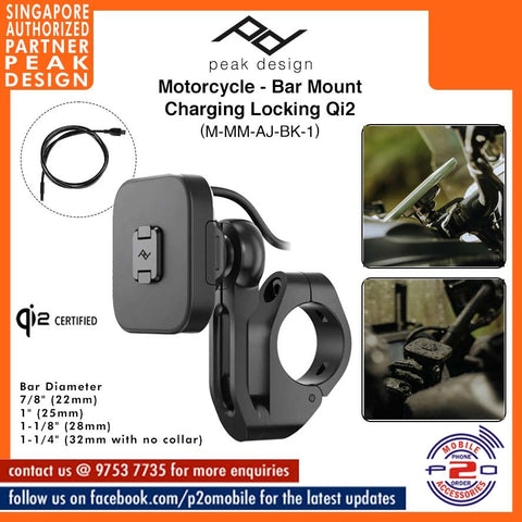Peak Design Motorcycle - Bar Mount Qi2 Wireless Charging  SKU: M-MM-AJ-BK-1