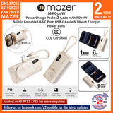 Mazer M-PC5.0W Pocket2 (CCC Certified) 5,000 mAh PD20W Built-in USB-C Port, USB-C Cable & iWatch Charger Power Bank