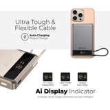 Mazer M-Ai-MagLink70 (CCC Certified) 10,000 mAh Qi2 Certified 15W Magnetic Wireless Power Bank with Built in USB-C Cable