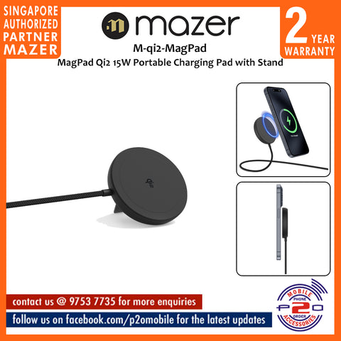 Mazer M-qi2-MagPad qi2 15W Magnetic Wireless Charging Pad with Stand