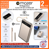 Mazer M-Ai-MagLink70 (CCC Certified) 10,000 mAh Qi2 Certified 15W Magnetic Wireless Power Bank with Built in USB-C Cable