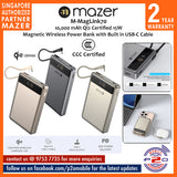 Mazer M-Ai-MagLink70 (CCC Certified) 10,000 mAh Qi2 Certified 15W Magnetic Wireless Power Bank with Built in USB-C Cable