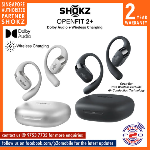 Shokz OpenFit 2+ (Dolby Audio + Wireless Charging) Open-Ear Design for Situational Awareness (Shokz OpenFit2+)