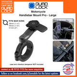 Quad Lock Motorcycle - Handlebar Mount PRO LARGE - Black anodized / Chrome-plated