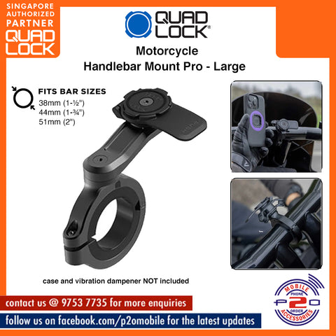 Quad Lock Motorcycle - Handlebar Mount PRO LARGE - Black anodized / Chrome-plated