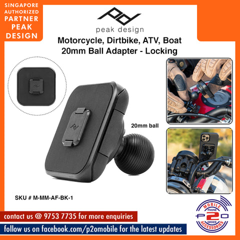 Peak Design Motorcycle Locking 20mm Ball Adapter, SKU # M-MM-AF-BK-1