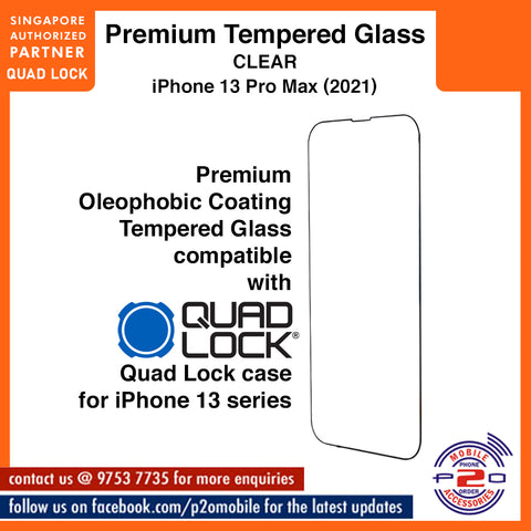 Premium Oleophobic Coating Tempered Glass Compatible with Quad Lock case for iPhone 13 Pro Max