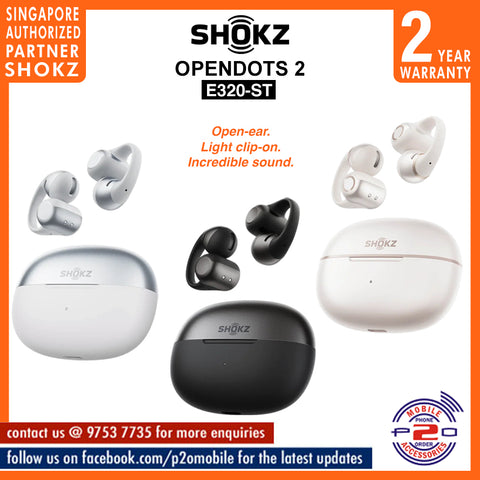 Shokz OpenDots 2 (E320-ST) Open-Ear Clip-On Design True Wireless Earbuds