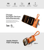 Mazer M-PC5.0W Pocket2 (CCC Certified) 5,000 mAh PD20W Built-in USB-C Port, USB-C Cable & iWatch Charger Power Bank