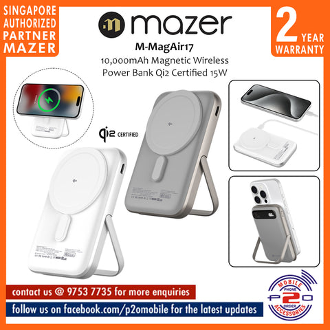Mazer MagAir17 10,000mAh Magnetic Wireless Power Bank Qi2 Certified 15W