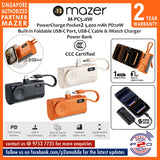 Mazer M-PC5.0W Pocket2 (CCC Certified) 5,000 mAh PD20W Built-in USB-C Port, USB-C Cable & iWatch Charger Power Bank