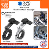 Quad Lock Motorcycle - Handlebar Mount PRO LARGE - Black anodized / Chrome-plated