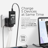 Mazer M-IFTRAVEL125C Infinite.Travel WORLD 28W/5.6A Travel Charger 4A/1C