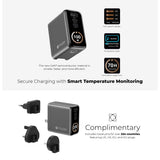 Mazer M-Ai-G100W-V7 AiPrestigeGaN 100W Gan Wall Charger Ai Display with Travel Pins (3 Ports)