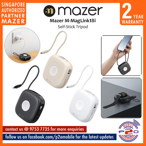 Mazer MagLink18i 10,000mAh Magnetic Wireless (Built-in USB-C + Lightning Cables) Apple Watch Charging Power Bank