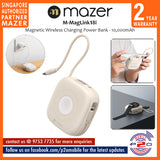 Mazer MagLink18i 10,000mAh Magnetic Wireless (Built-in USB-C + Lightning Cables) Apple Watch Charging Power Bank
