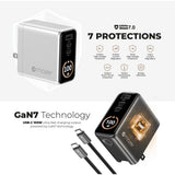 Mazer M-Ai-G100W-V7 AiPrestigeGaN 100W Gan Wall Charger Ai Display with Travel Pins (3 Ports)