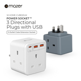 Mazer M-HOME-CUBE20UK CubePlug with 3 sockets + 2A1C PD20W Wall Plugs