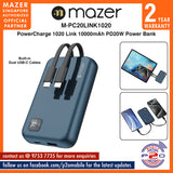 Mazer M-PC20LINK1020 PowerCharge 1020 Link 10000mAh PD20W Power Bank with Built-in Dual USB-C Cables