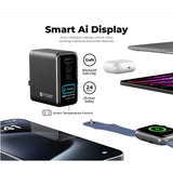 Mazer M-Ai-G70W-V7 AiPrestigeGaN 70W Gan Wall Charger Ai Display with Travel Pins (3 Ports)