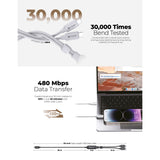 Mazer M-Scorpion-C140 InfiniteLink Scorpion Dual 140W 2-in-1 USB C to USB C Cable