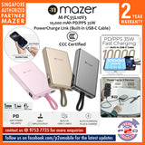 Mazer M-PC35L10V3 (CCC Certified) PowerCharge Link 10,000mAh PD/PPS 35W (Built-in USB-C Cable) Power Bank