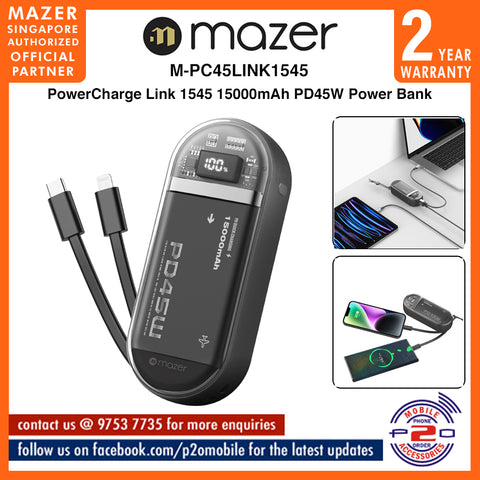 Mazer M-PC45LINK1545 PowerCharge Link 1545 15000mAh PD45W Power Bank