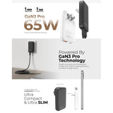 Mazer M-G65SLIM GaNPrestige Slim 65W GaN Wall Charger With Travel Pins (2 Ports)