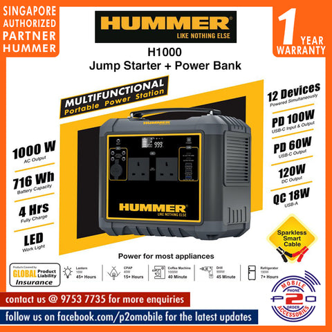Hummer H1000 Multifunctional Power Station Jump Starter