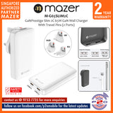 Mazer M-G65SLIM2C GaNPrestige Slim 2C 65W GaN Wall Charger With Travel Pins (2 Ports)