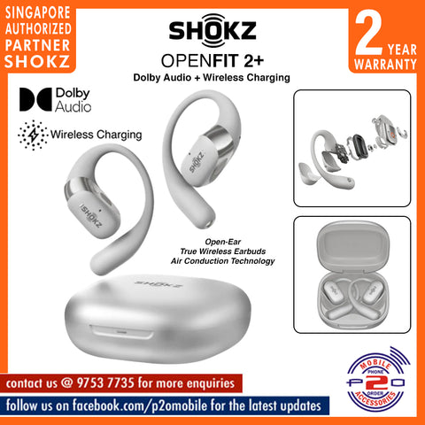 Shokz OpenFit 2+ (Dolby Audio + Wireless Charging) Open-Ear Design for Situational Awareness (Shokz OpenFit2+)